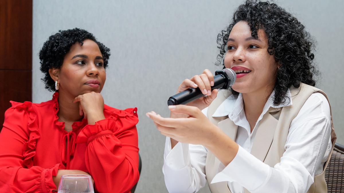 Woman speaks at Engendering Industries training in the Dominican Republic