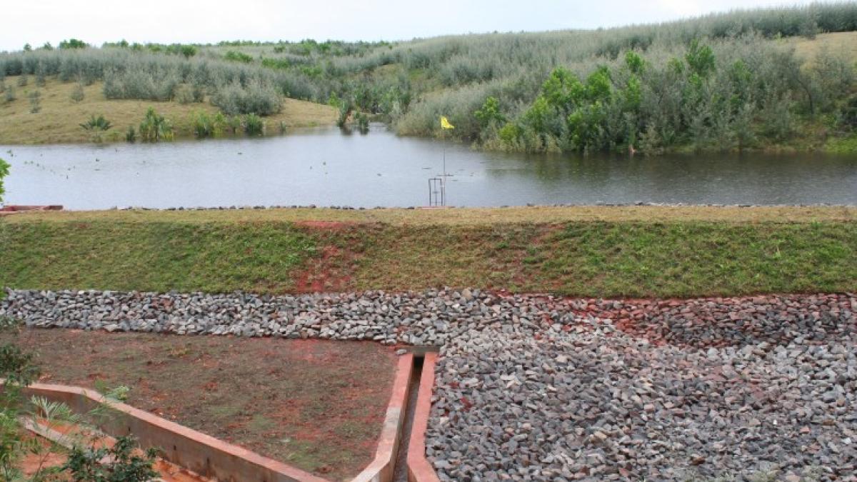 Dam funded by USAID in Vatomandry, in eastern Madagascar, to feed 180ha of rice paddies with water