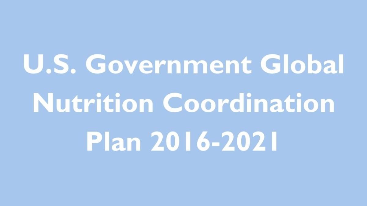 Light blue box with text that reads: U.S. Government Global Nutrition Coordination Plan 2016-2021