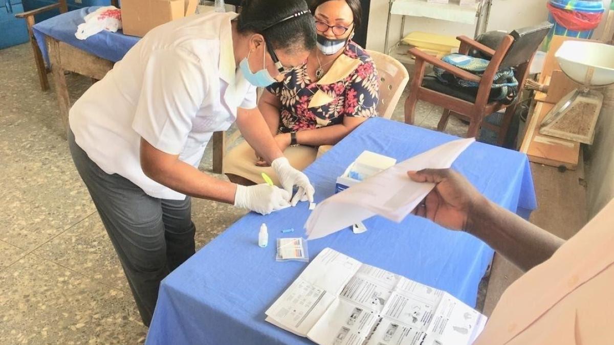 A Health care worker conducting malaria rapid diagnostic test during cascade training in Cross River State, Nigeria