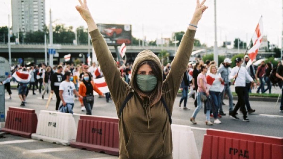 Pro-democracy protest in Belarus.