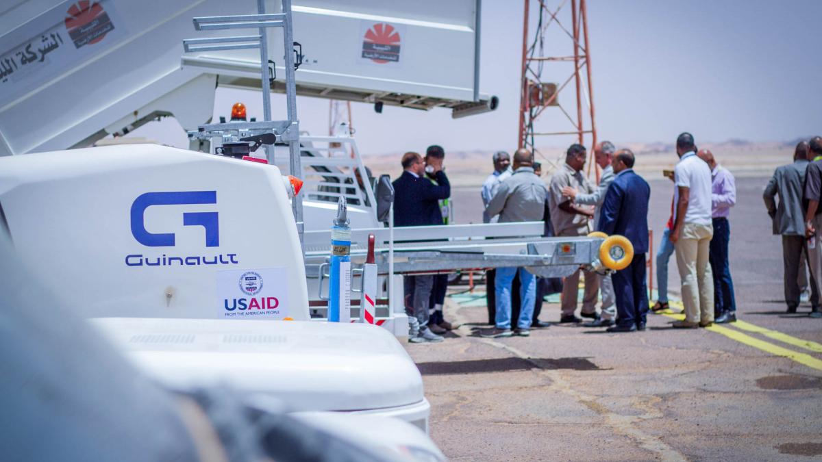 People at the Sebha Airport in Libya