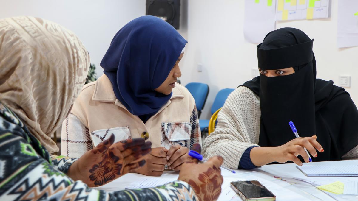 Libyan female entrepreneurs participate in a training session