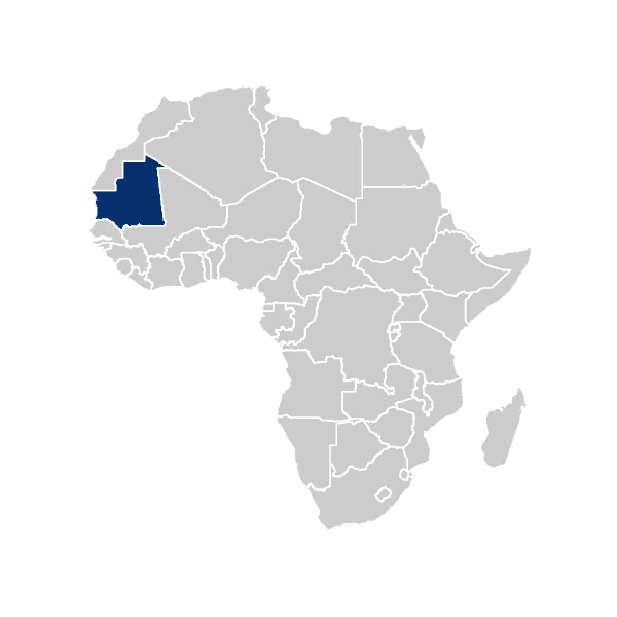 Mauritania highlighted on Africa map