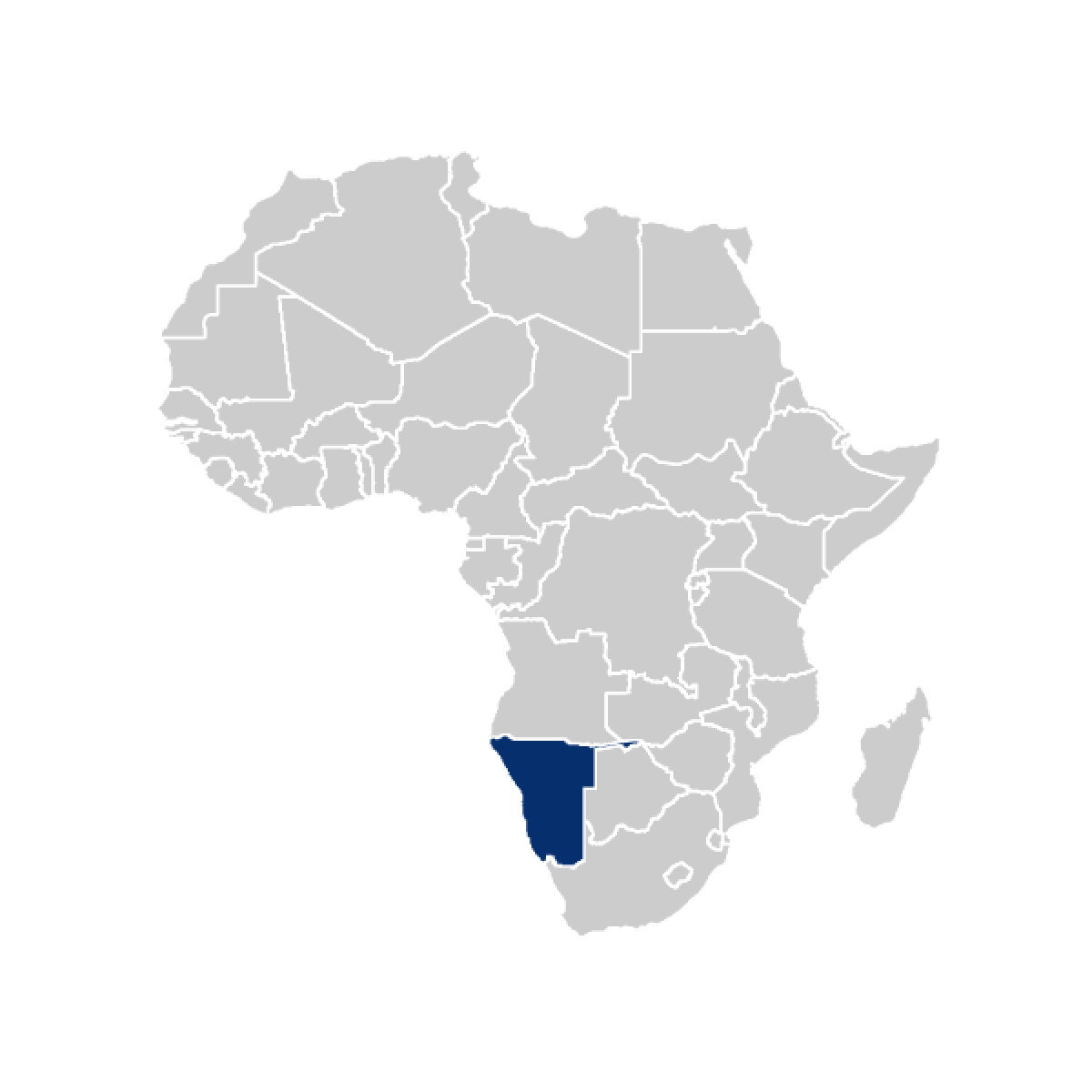 Namibia highlighted in Africa map