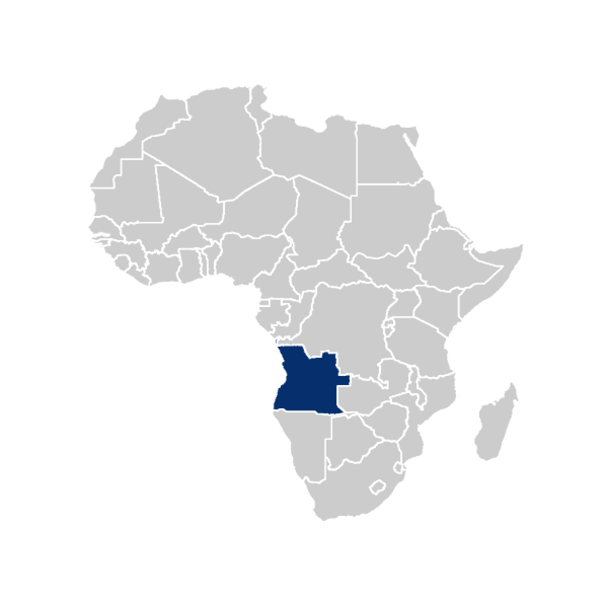 Angola highlighted in map of Africa