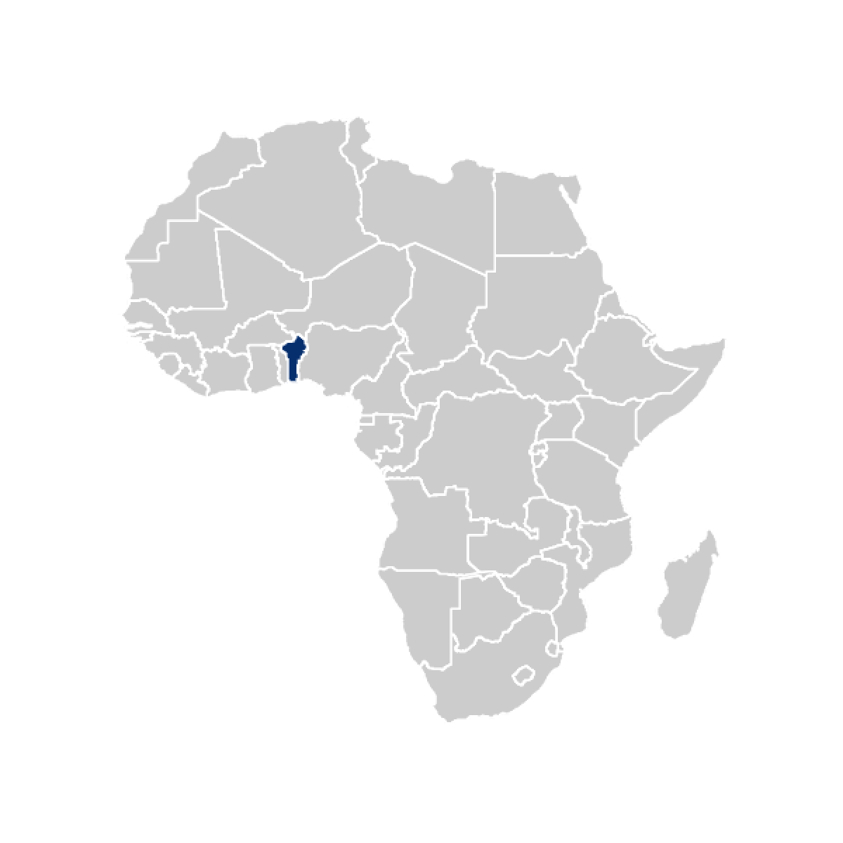 Benin highlighted in map of Africa