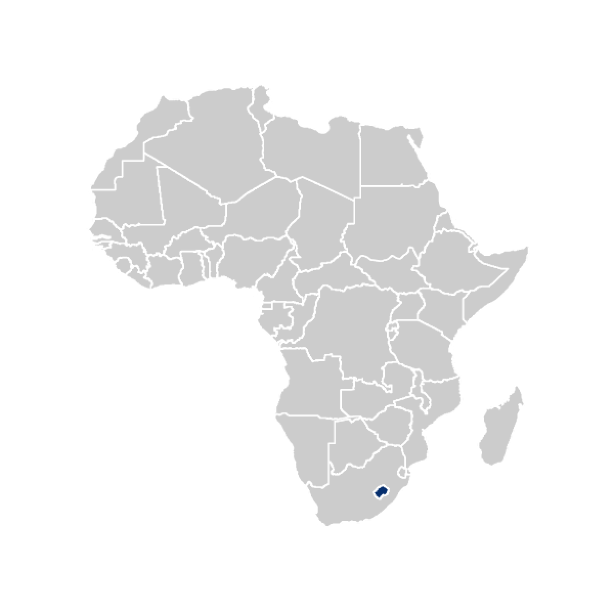 Lesotho highlighted in map of Africa