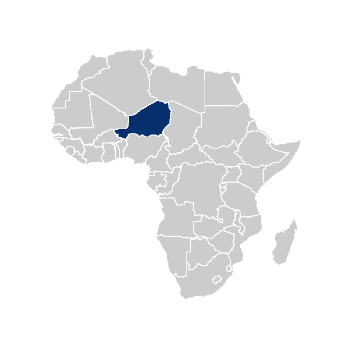 Niger highlighted in Africa map