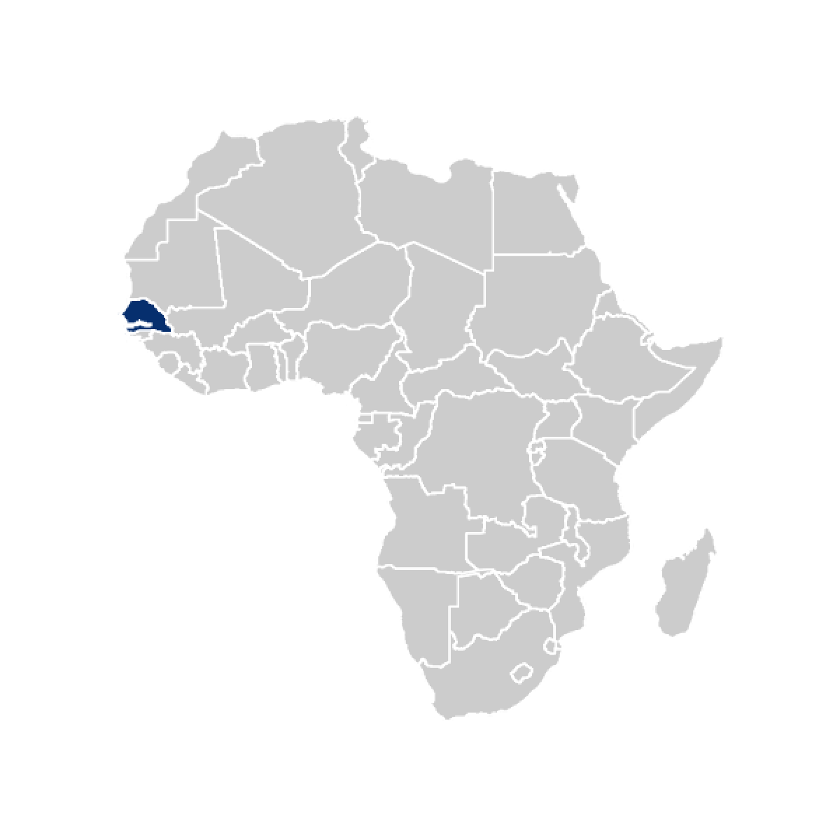 Senegal highlighted on Africa map