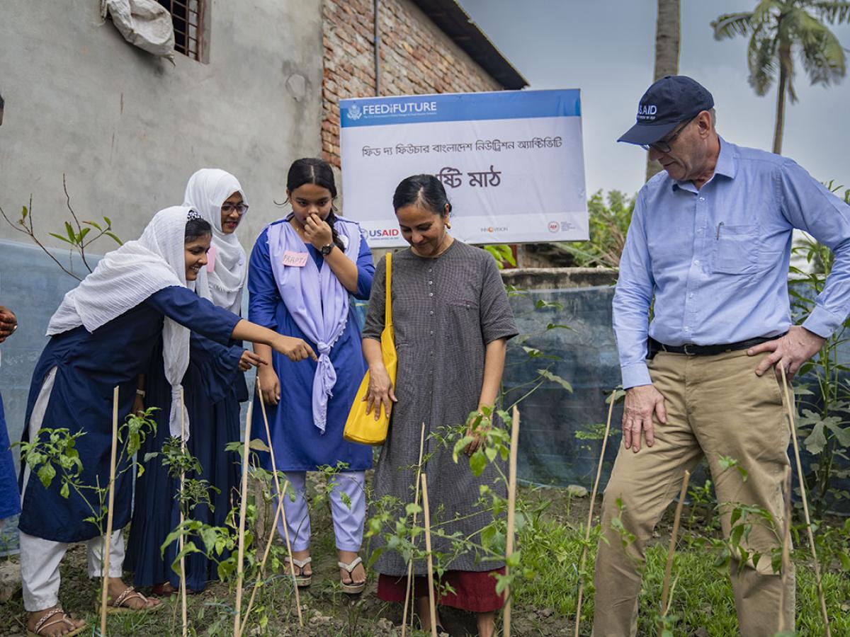 USAID Deputy Assistant Administrator for Asia visits girls school nutrition garden