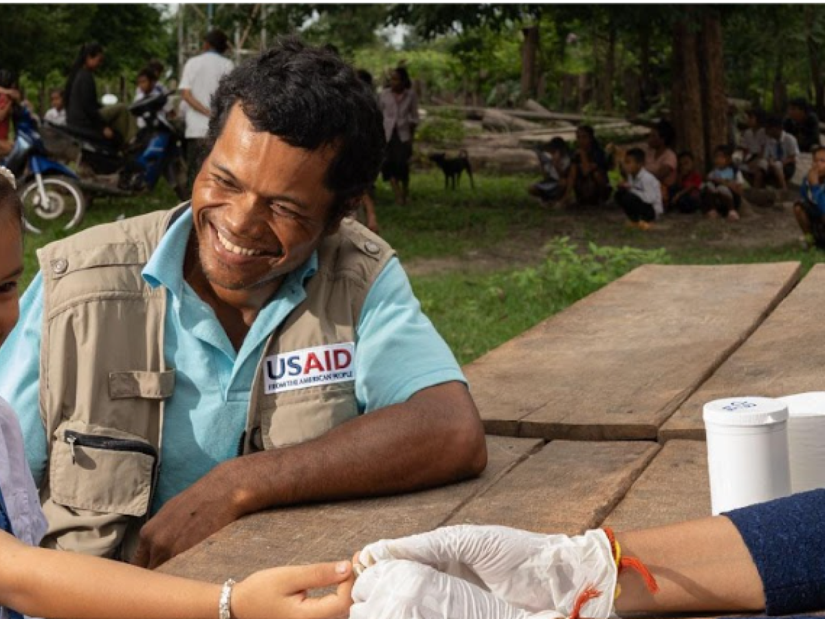 A child is tested for disease in southern Lao PDR as part of ongoing surveillance efforts for early detection