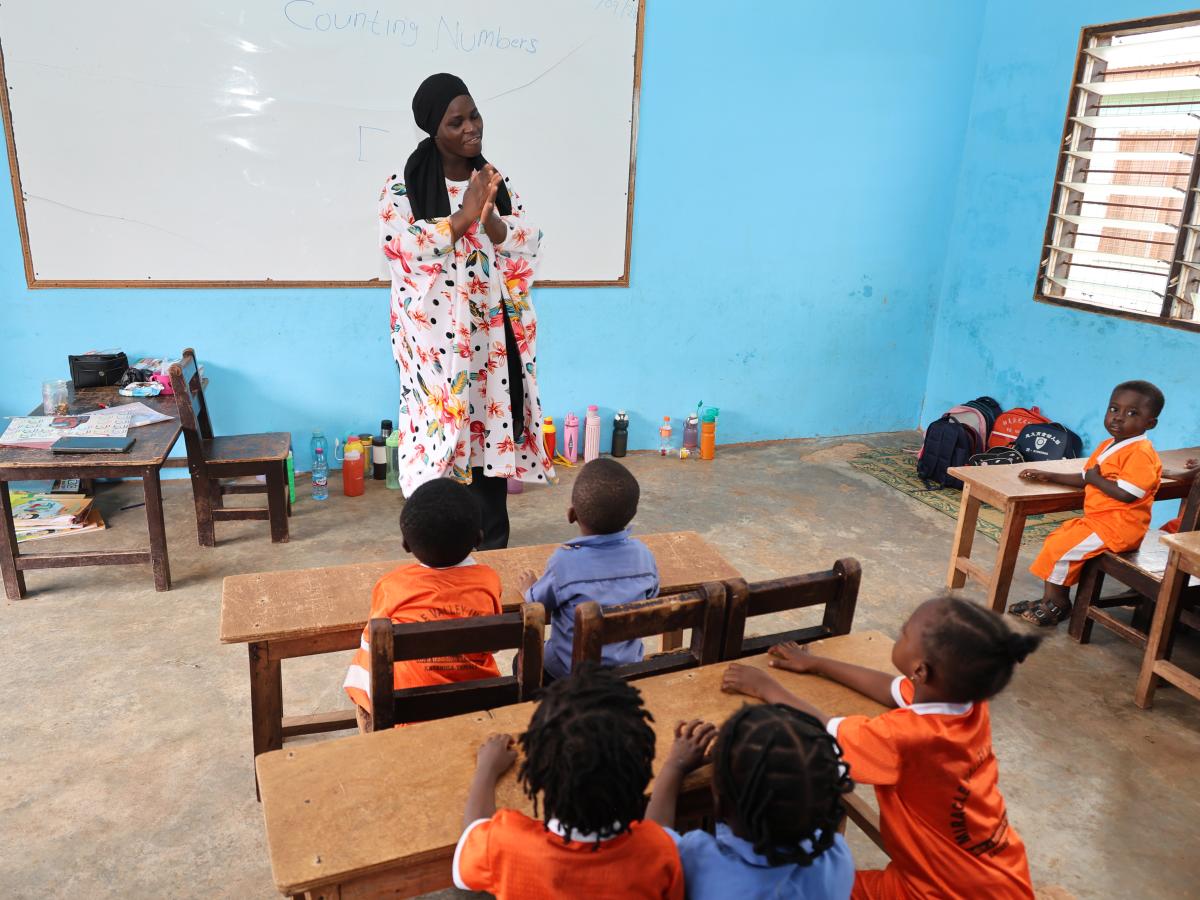 Sakina interacting with her learners in class