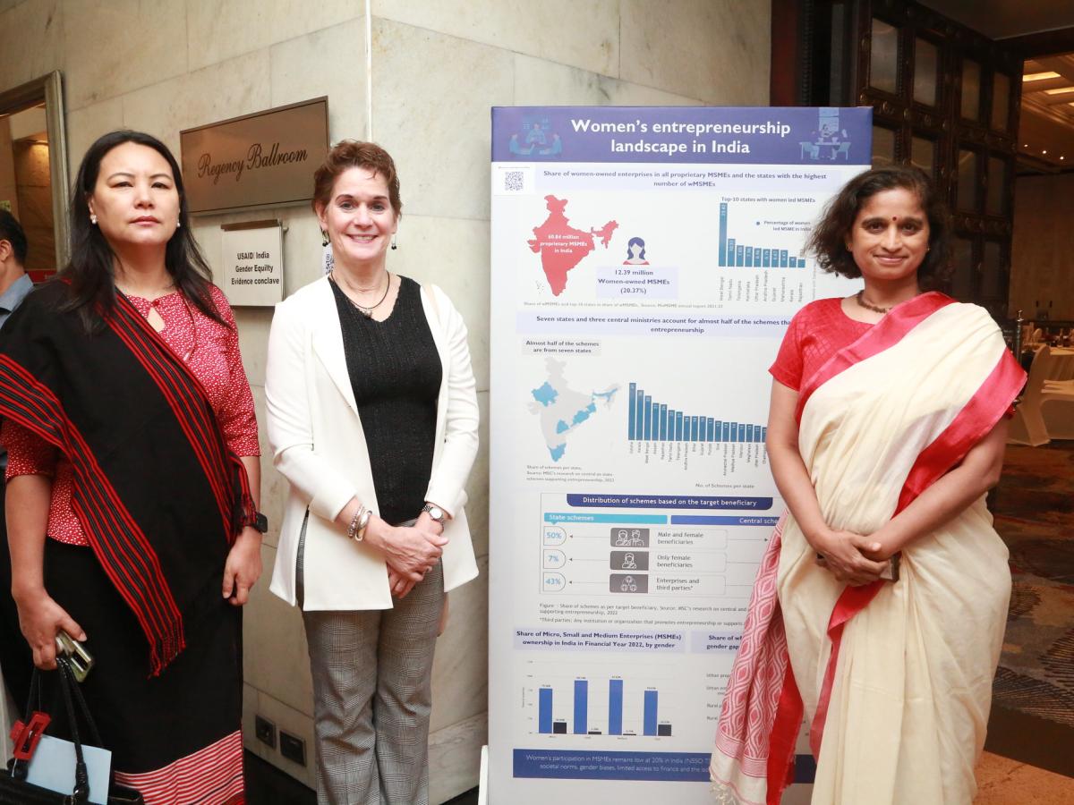 Mercy Epao, Joint Secretary, Ministry of Micro, Small and Medium Enterprises, U.S. Chargé d’Affaires Patricia A. Lacina, and Veena Reddy, Mission Director, USAID/India, at the event.