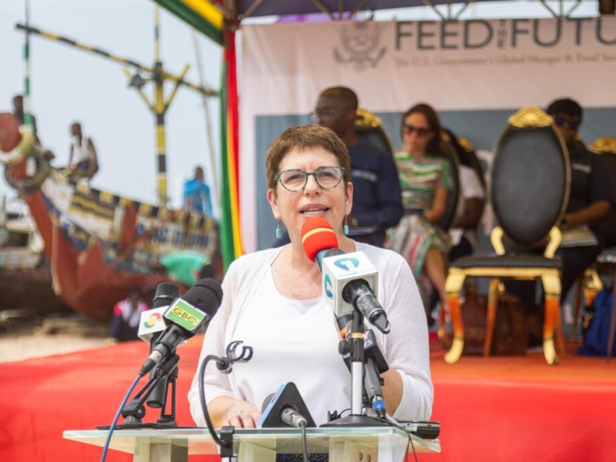 USAID/Ghana Acting Mission Director, Grace Lang delivering remarks during the event.