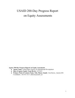 USAID 200-Day Progress Report on Equity Assessments