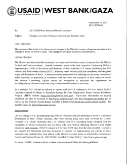 2015-WBG-04: Changes in Country Clearance Approval and Travel to Gaza