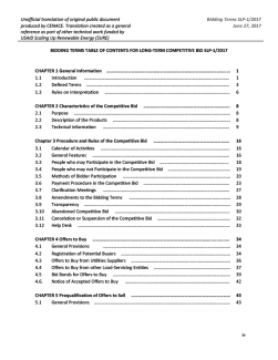 Bidding Terms Table of Contents for Long-Term Competitive Bid SLP-1/2017