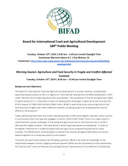 Board for International Food and Agricultural Development: Meeting Agenda October 15th, 2019