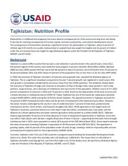 Tajikistan: Nutrition Profile