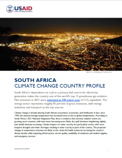 screenshot of page 1 of South Africa's climate change country profile