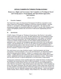 Democracy, Rights and Governance Sub-Committee Recommendations on Working in Closed and Closing Spaces