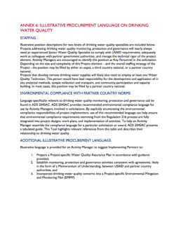 WQAP Annex 6: Illustrative Procurement Language on Drinking Water Quality