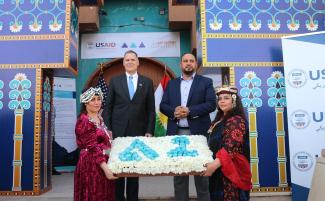 U.S. Ambassador Tueller stands with Mr. Kaldo Ramzi Oghna, Director of the Syriac Heritage Museum on Monday, June 21st, 2021.