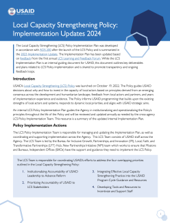 Local Capacity Strengthening Policy: Implementation Updates 2024