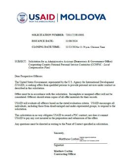 Cover USAID Moldova Administrative Assistant in DG