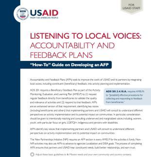 Listening to Local Voices: Accountability and Feedback Plans