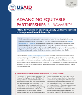 cover Advancing Equitable Partnerships: Subawards