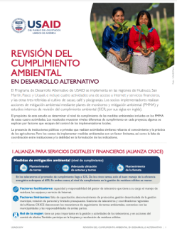 Portada del documento resumen de la revisión del cumplimiento ambiental