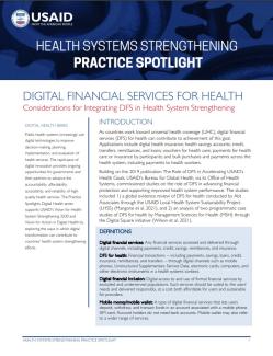 Digital Financial Services for Health