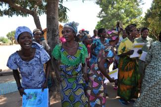 A care group shares what they've learned through song.