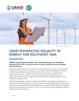 USAID Enhancing Equality in Energy for Southeast Asia (E4SEA) Fact Sheet