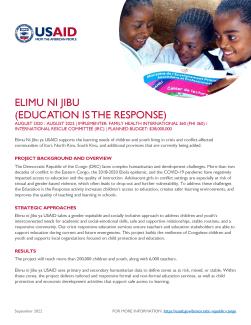 ELIMU NI JIBU (EDUCATION IS THE RESPONSE)