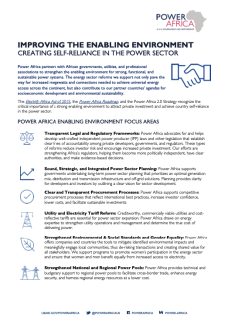 Power Africa: Enabling Environment Fact Sheet Cover