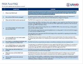 FASA Fund FAQ