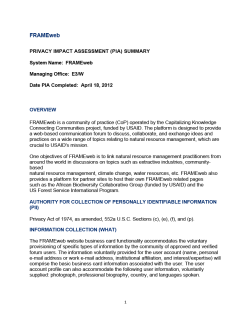 FRAMEweb PIA Summary