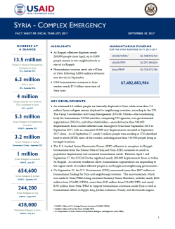 Syria Complex Emergency - Fact Sheet #9 FY18