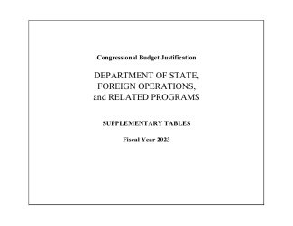 FY 2023 Congressional Budget Justification - Supplementary Tables