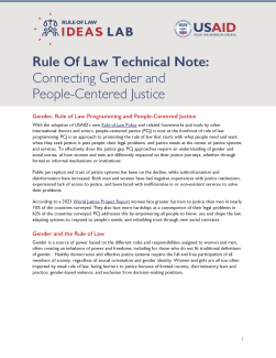 Rule Of Law Technical Note: Connecting Gender and People-Centered Justice