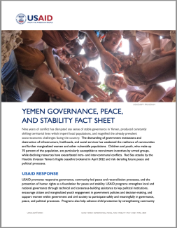 First page of the fact sheet describing USAID Yemen's GPS initiatives 