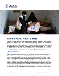 First Page of USAID Yemen Health Fact Sheet