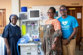 From left to right Rev. Sr Josephine Amara Health Coordinator, Grace Elysbeth Jones Human Resources and Evaluation Expert and Ishmeal Alfred Charles In-country Manager, Healey International Relief Foundation, Sierra Leone.