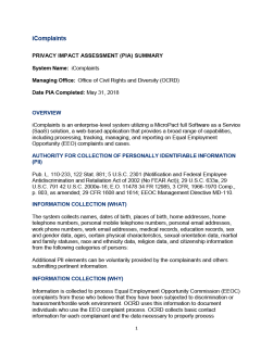 iComplaints Privacy Impact Assessment Summary - Click to download