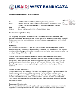 2024-WBG-05: Source and Nationality Waiver for Activities in Gaza