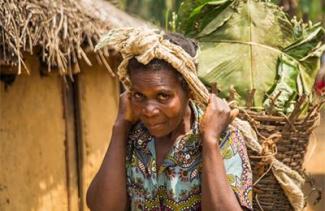 A person carrying goods on their head