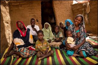 Khadija Abdallah Aboh and her family in Zam Zam Camp, North Darfur